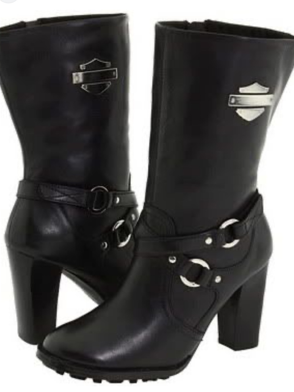 Harley-Davidson black leather heeled moto boots women’s size 7